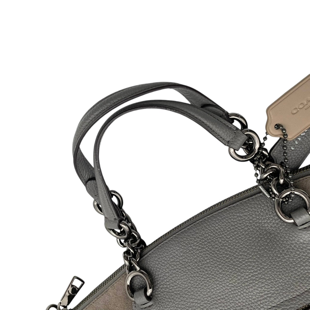 美品 コーチ COACH ハンドバッグ ショルダーバッグ 2WAY レザー 本革 グレー ブラウン 茶 シルバー金具 エレガント クラシック ビジネス お出かけ 普段使い 通勤 通学 トラベル 旅行 レディース 斜め掛け可 肩掛け 自立可 鞄 s86