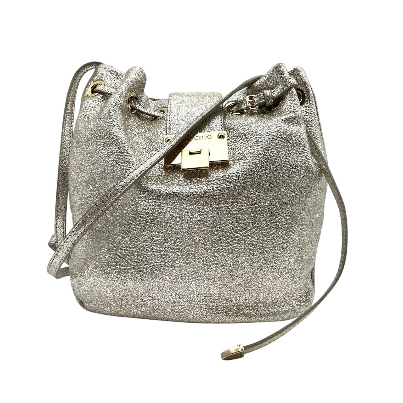 美品 ジミーチュウ JIMMY CHOO ショルダーバッグ ポシェット スタースタッズ レザー 本革 シルバー 銀色 メタリック エレガント クラシック カジュアル お出かけ デート 旅行 トラベル レディース 斜め掛け可 肩掛け スリム 鞄 s86