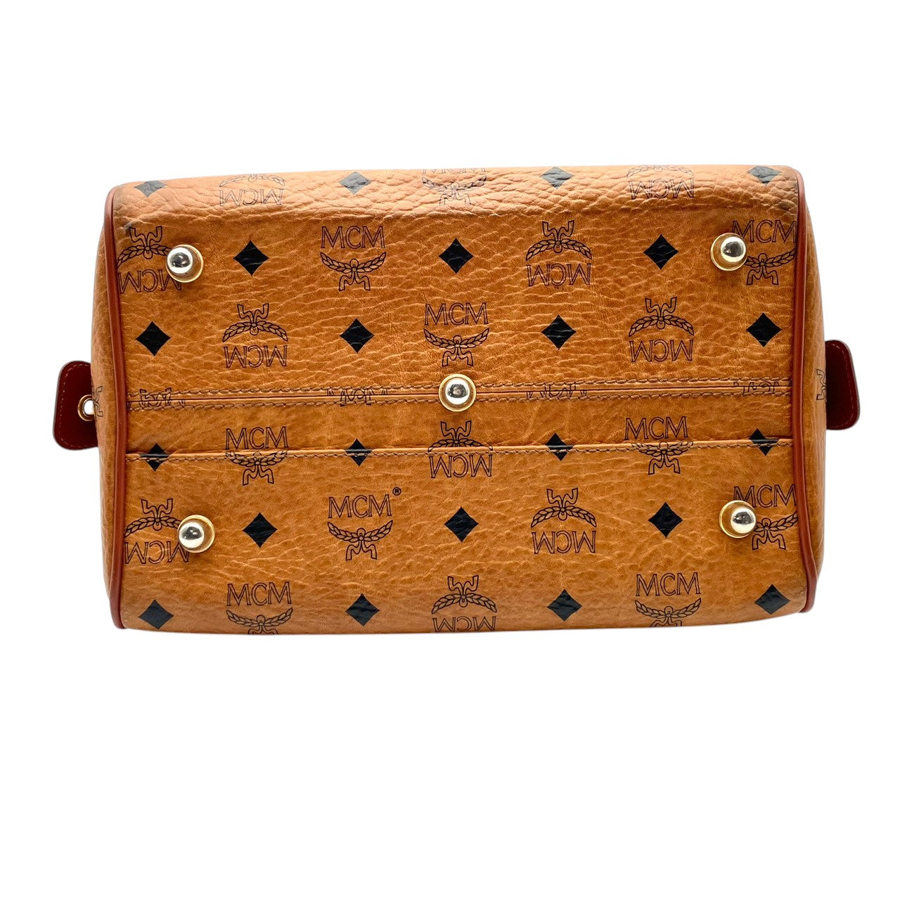【美品】エムシーエム MCM ハンドバッグ ミニボストンバッグ ヴィセトス レザー 本革 ブラウン 茶色 総柄 ロゴ ビンテージ クラシック エレガント 華やか 上品 ボストン 鞄 手提げ 旅行 お出かけ ドイツ製 高級感 レディース 人気 定番 希少 S94