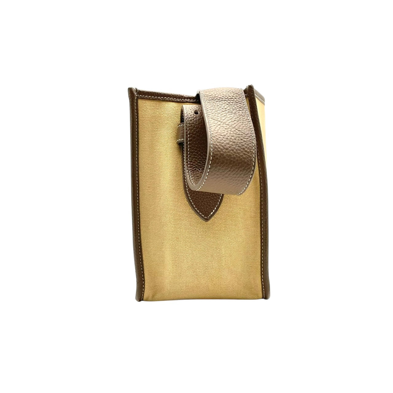 【美品】ヴァジック VASIC ワンショルダーバッグ トートバッグ キャンバス レザー ベージュ ブラウン 茶色 切替 デザイン ビンテージ クラシック エレガント 上品 都会的 モダン 自立可 鞄 肩掛け 手提げ レディース お出かけ デイリー S85