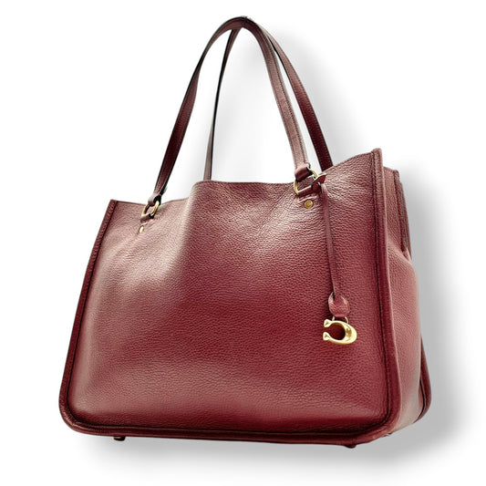 コーチ COACH トートバッグ ワンショルダーバッグ レザー 本革 レッド 赤 無地 ビンテージ クラシック エレガント 上品 鞄 肩掛け 手提げ 通勤 通学 A4収納可 自立可 シンプル 華やか ゴールド金具 チャーム付き ロゴ C3768 S87