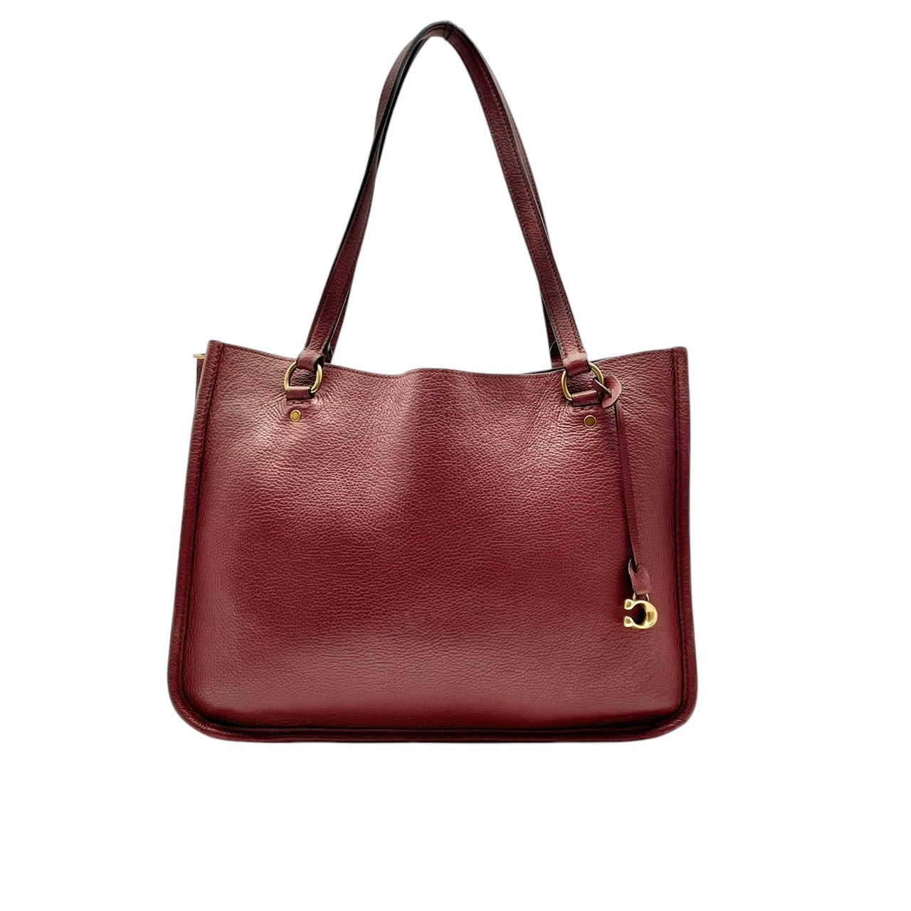 コーチ COACH トートバッグ ワンショルダーバッグ レザー 本革 レッド 赤 無地 ビンテージ クラシック エレガント 上品 鞄 肩掛け 手提げ 通勤 通学 A4収納可 自立可 シンプル 華やか ゴールド金具 チャーム付き ロゴ C3768 S87
