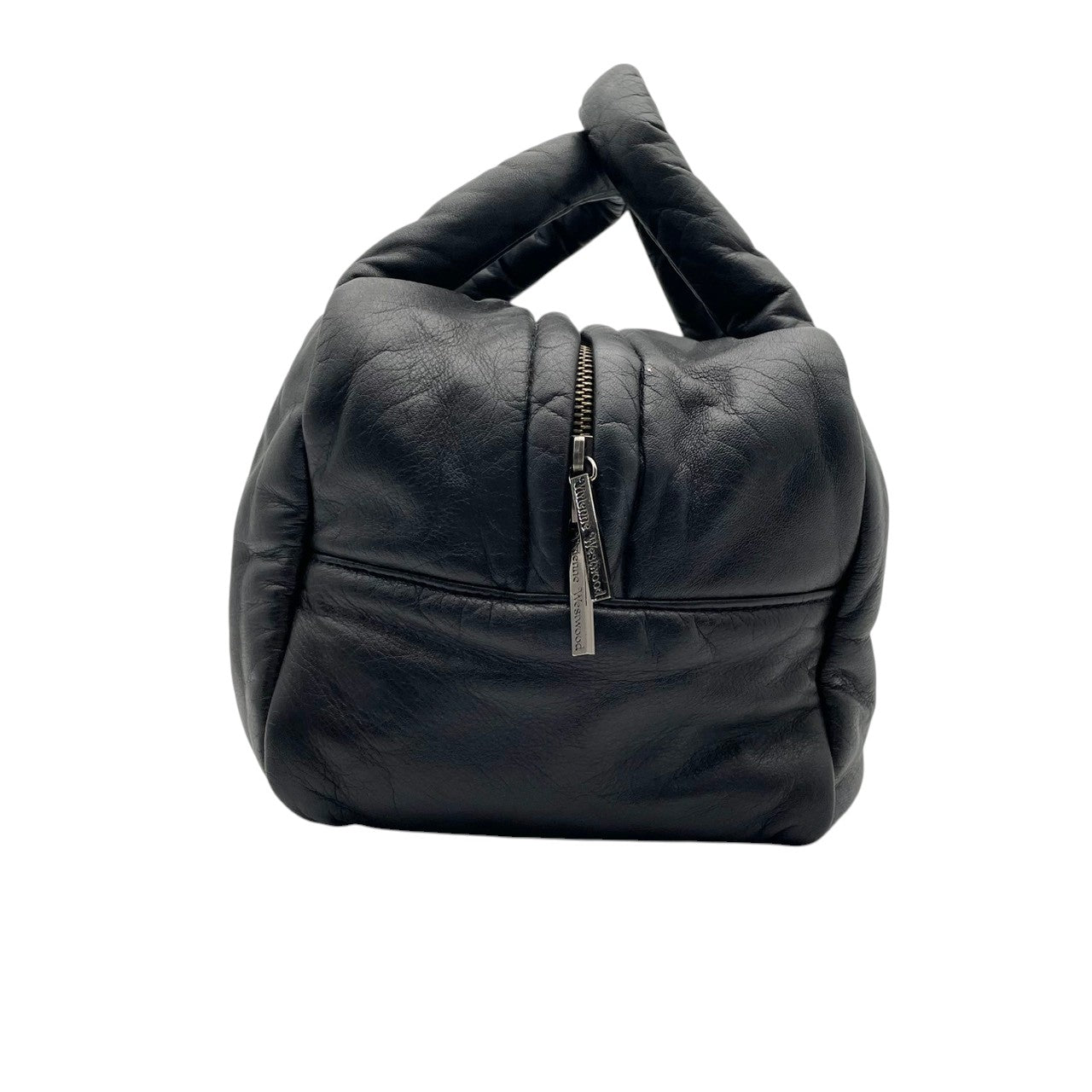 ヴィヴィアンウエストウッド Vivienne Westwood ハンドバッグ トートバッグ レザー 本革 ブラック 黒 無地 ビンテージ クラシック エレガント 上品 自立可 鞄 手提げ レディース ゴールド金具 オーブロゴ チャーム付 希少 S87