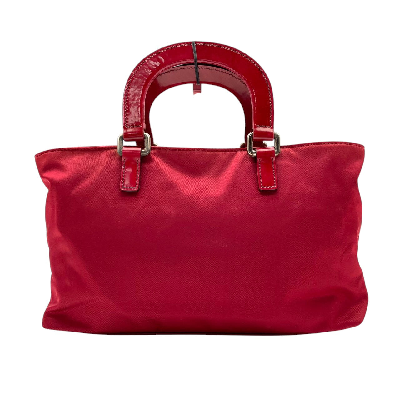 プラダ PRADA ハンドバッグ トートバッグ ミニバッグ ナイロン パテントレザー エナメル 三角ロゴ プレート テスート 本革 レッド 赤 ビンテージ クラシック エレガント レディース お出かけ 散歩 旅行 女子会 パーティ イタリア製 希少 S87