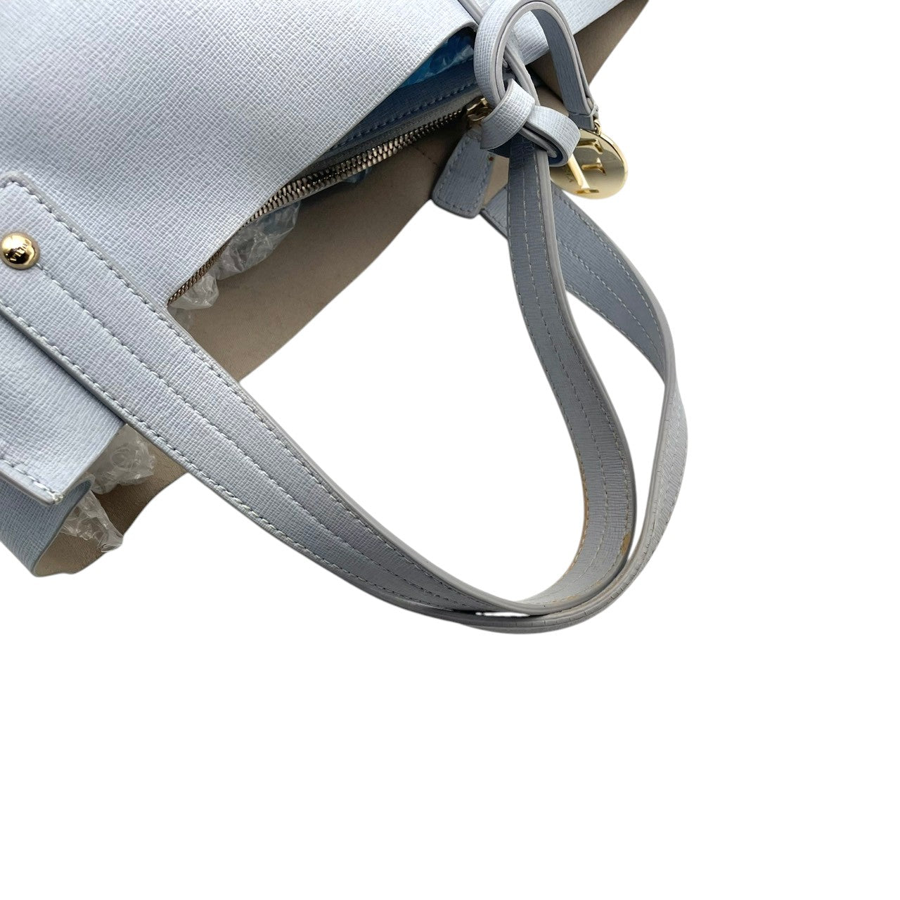 フルラ FURLA ハンドバッグ トートバッグ 2WAY レザー 本革 水色 ライトブルー パステルカラー ビンテージ クラシック エレガント 上品 鞄 手提げ ワンショルダー 自立可 レディース お出かけ 旅行 デイリー ロゴ シルバー金具 S87