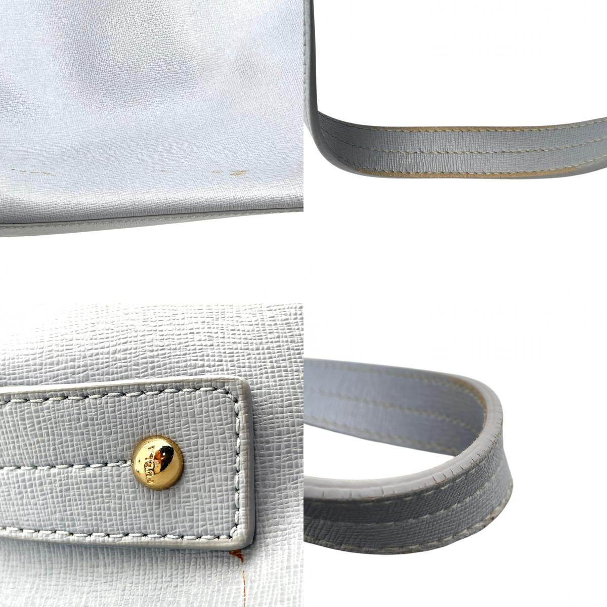 フルラ FURLA ハンドバッグ トートバッグ 2WAY レザー 本革 水色 ライトブルー パステルカラー ビンテージ クラシック エレガント 上品 鞄 手提げ ワンショルダー 自立可 レディース お出かけ 旅行 デイリー ロゴ シルバー金具 S87