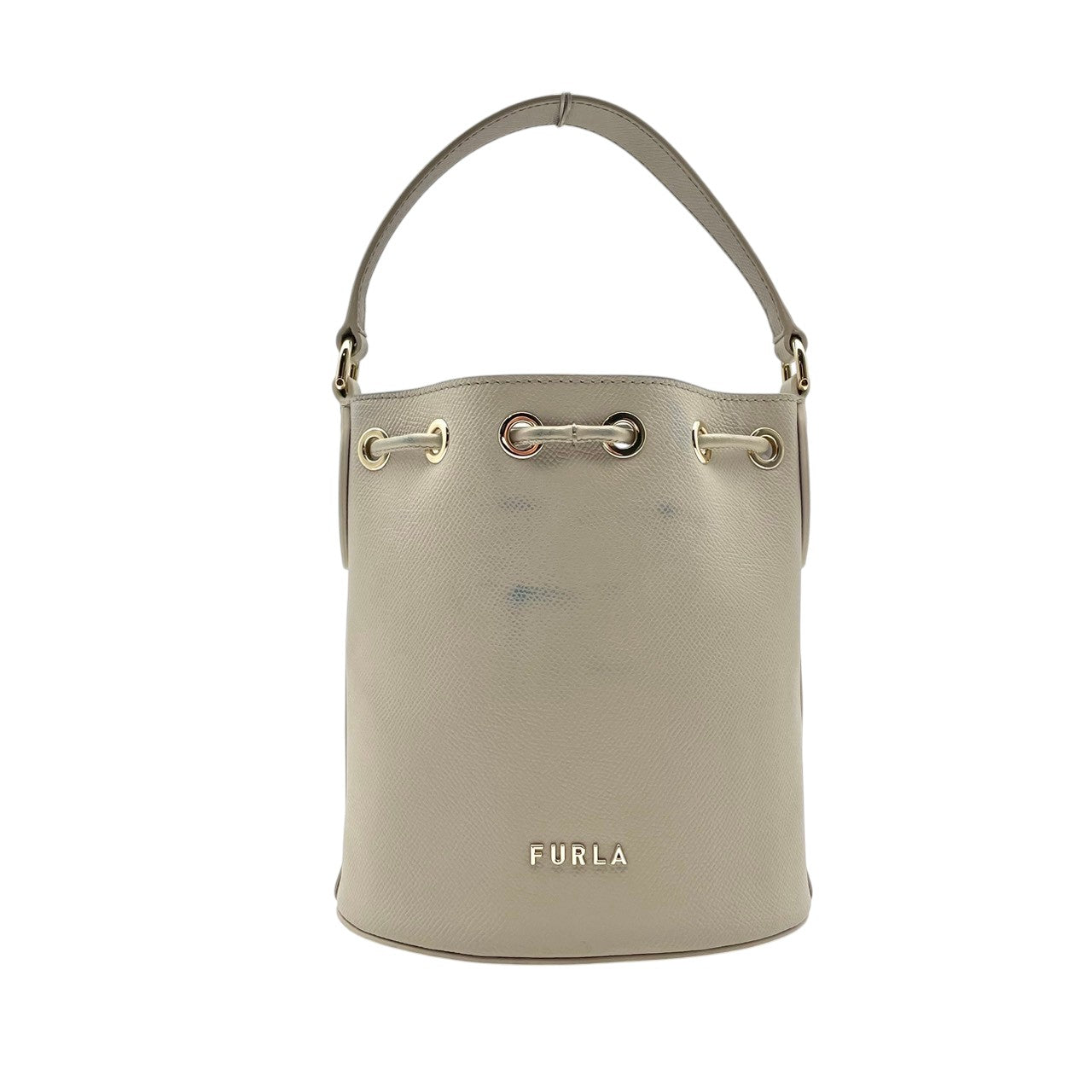 フルラ FURLA ハンドバッグ ショルダーバッグ 2WAY レザー 本革 ベージュ 無地 ビンテージ クラシック エレガント 上品 鞄 斜め掛け可 自立可 レディース 女子会 お出かけ 旅行 デイリー 華やか ゴールド金具 ロゴチャーム 希少 良品 S87
