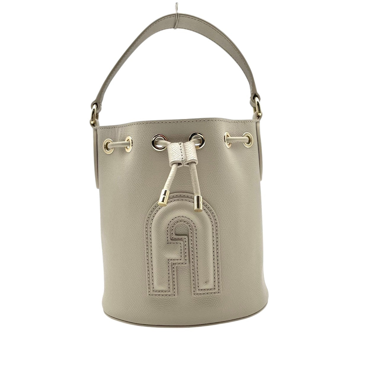 フルラ FURLA ハンドバッグ ショルダーバッグ 2WAY レザー 本革 ベージュ 無地 ビンテージ クラシック エレガント 上品 鞄 斜め掛け可 自立可 レディース 女子会 お出かけ 旅行 デイリー 華やか ゴールド金具 ロゴチャーム 希少 良品 S87