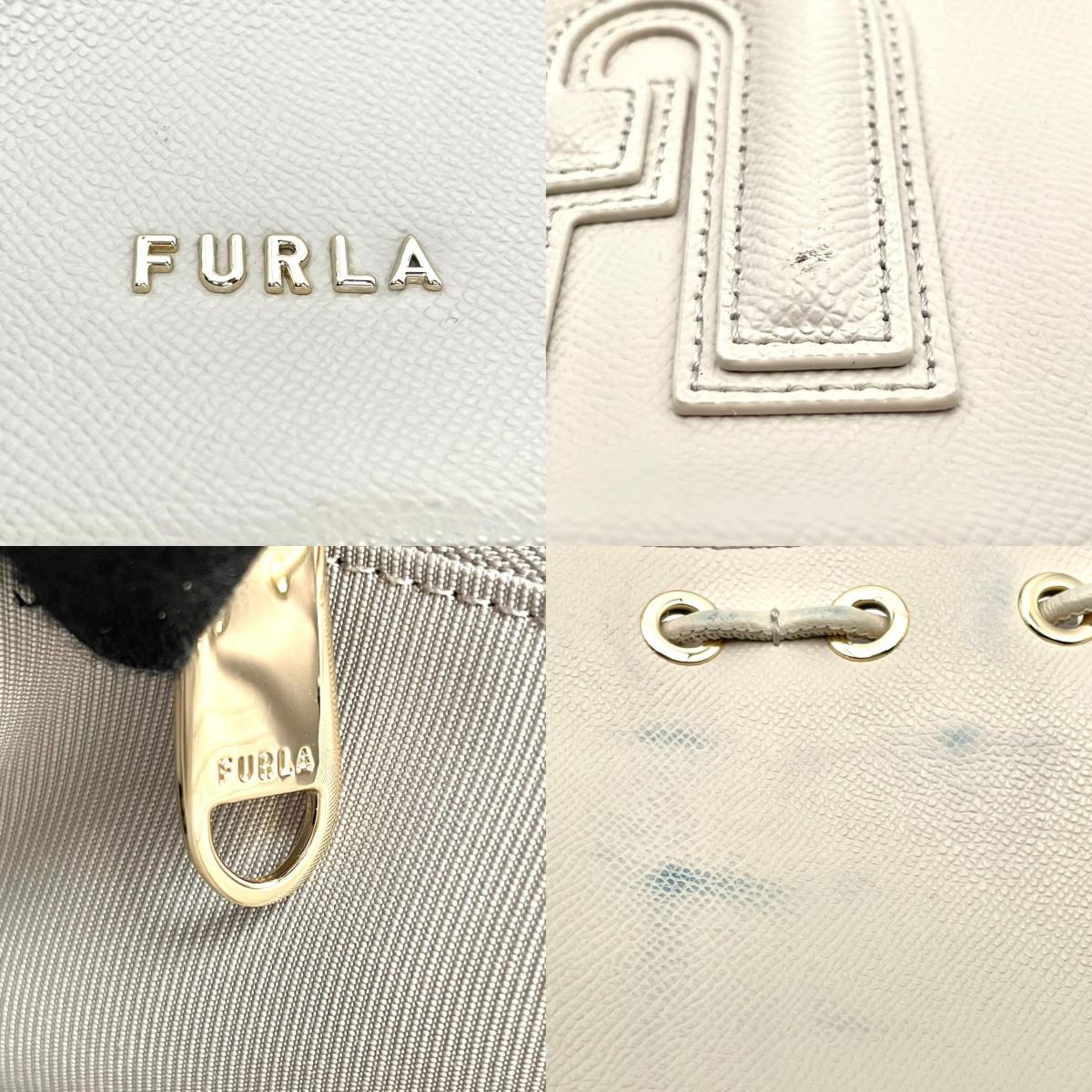 フルラ FURLA ハンドバッグ ショルダーバッグ 2WAY レザー 本革 ベージュ 無地 ビンテージ クラシック エレガント 上品 鞄 斜め掛け可 自立可 レディース 女子会 お出かけ 旅行 デイリー 華やか ゴールド金具 ロゴチャーム 希少 良品 S87