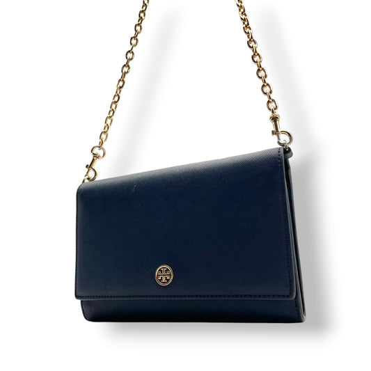 トリーバーチ Tory Burch ショルダーバッグ 斜め掛け可 チェーンショルダー レザー 本革 ネイビー 紺 紺色 ミニバッグ ウォレットバッグ ビンテージ クラシック エレガント 上品 鞄 レディース お出かけ 旅行 デイリー ロゴ ゴールド金具 S87