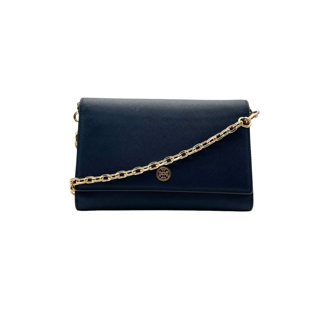 トリーバーチ Tory Burch ショルダーバッグ 斜め掛け可 チェーンショルダー レザー 本革 ネイビー 紺 紺色 ミニバッグ ウォレットバッグ ビンテージ クラシック エレガント 上品 鞄 レディース お出かけ 旅行 デイリー ロゴ ゴールド金具 S87