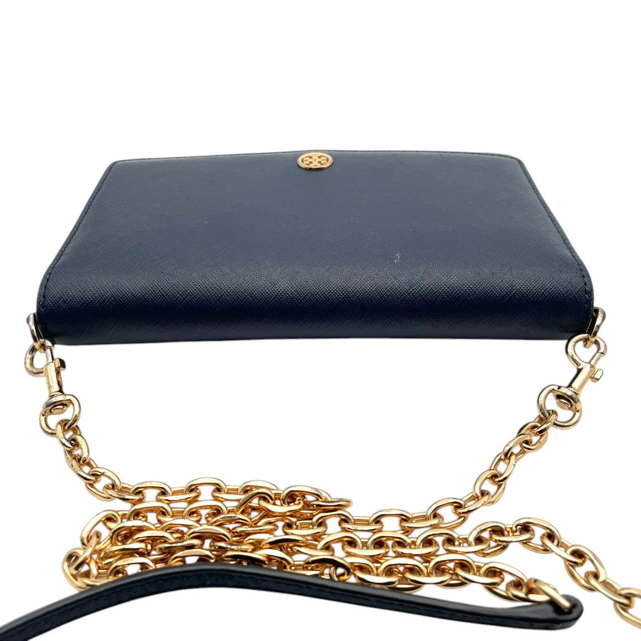 トリーバーチ Tory Burch ショルダーバッグ 斜め掛け可 チェーンショルダー レザー 本革 ネイビー 紺 紺色 ミニバッグ ウォレットバッグ ビンテージ クラシック エレガント 上品 鞄 レディース お出かけ 旅行 デイリー ロゴ ゴールド金具 S87