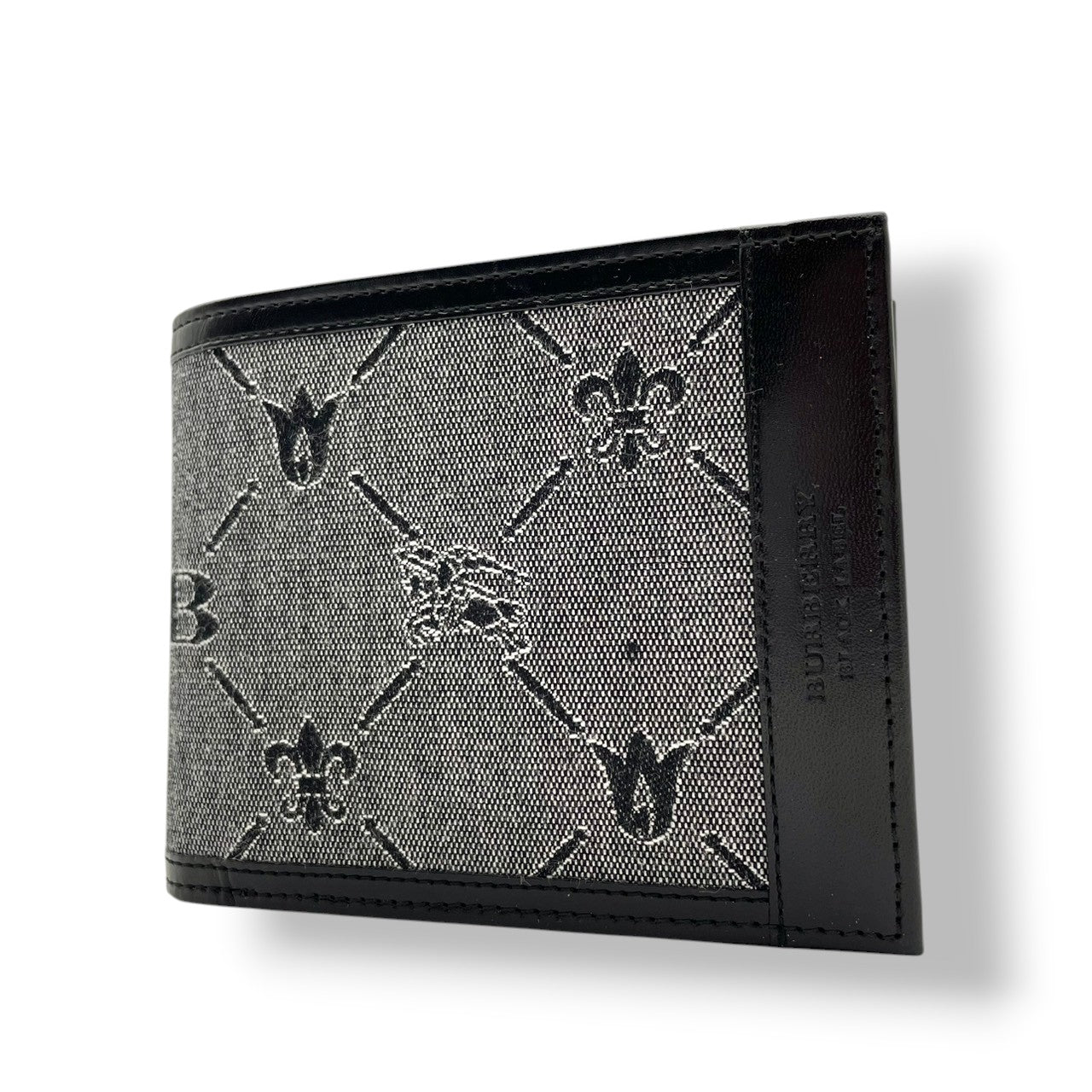 バーバリーブラックレーベル BURBERRY BLACK LABEL 二つ折り財布 コンパクトウォレット キャンバス レザー ブラック 黒 グレー チェック柄 ノバチェック ビンテージ クラシック エレガント 上品 シンプル 小物 財布 ユニセックス m3
