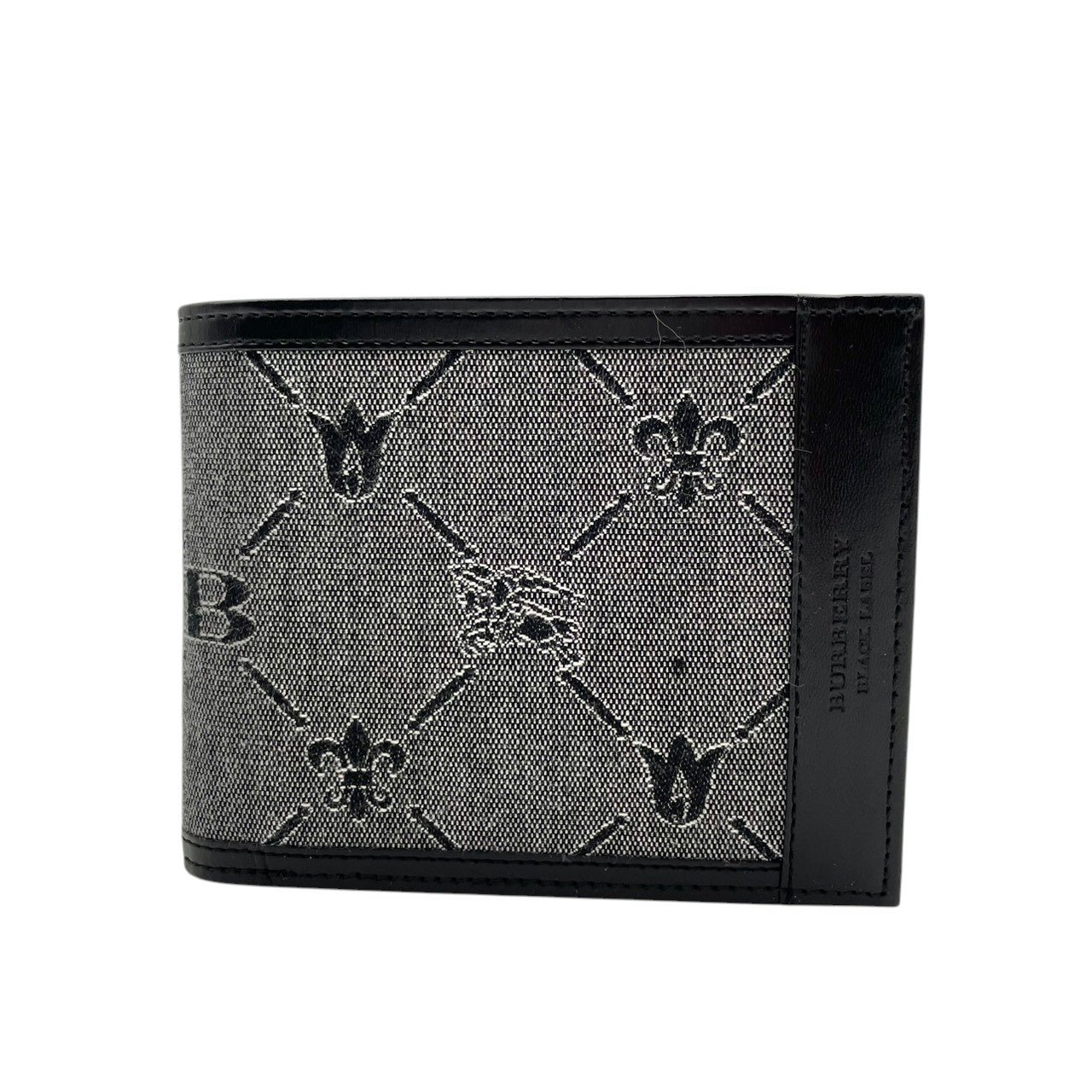 バーバリーブラックレーベル BURBERRY BLACK LABEL 二つ折り財布 コンパクトウォレット キャンバス レザー ブラック 黒 グレー チェック柄 ノバチェック ビンテージ クラシック エレガント 上品 シンプル 小物 財布 ユニセックス m3