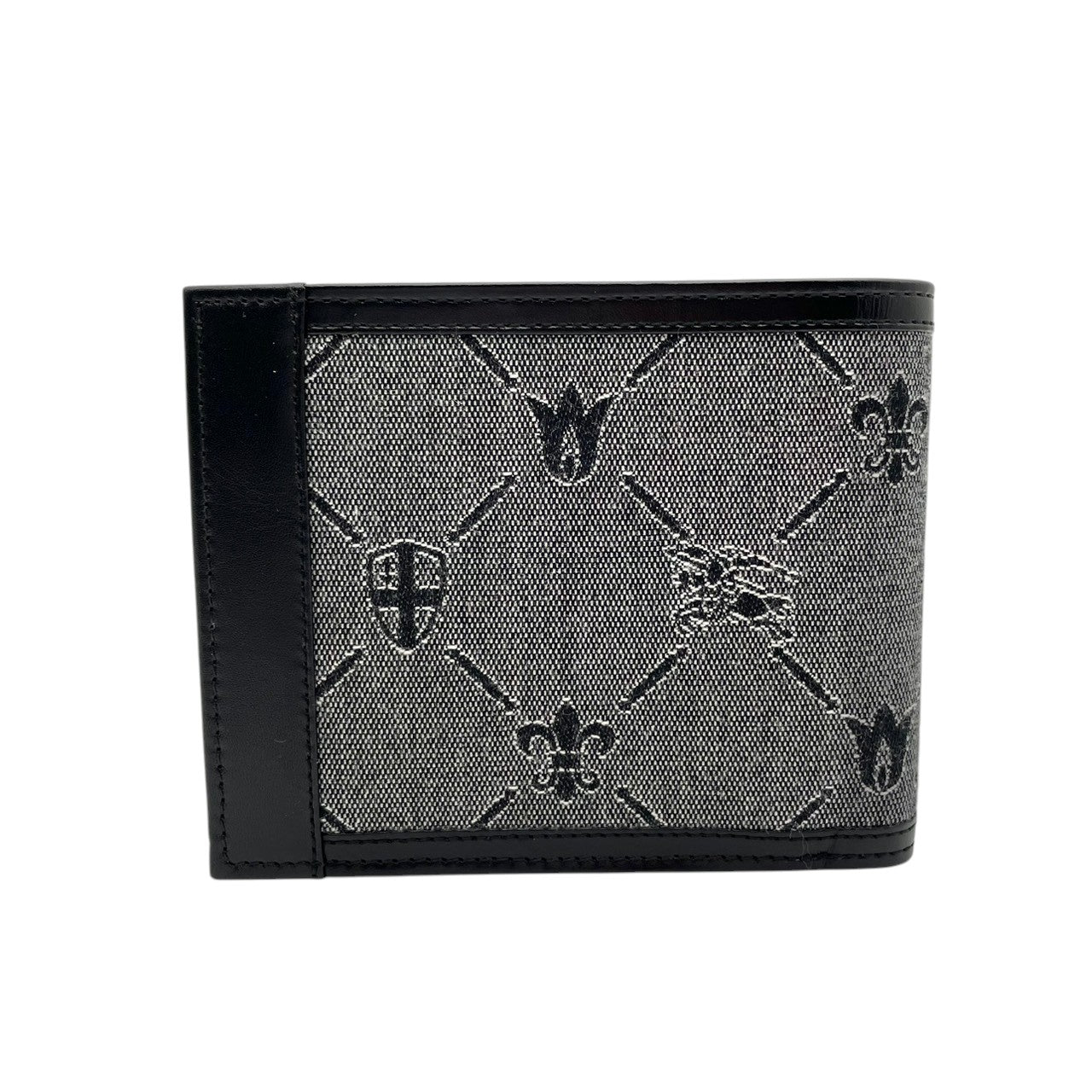 バーバリーブラックレーベル BURBERRY BLACK LABEL 二つ折り財布 コンパクトウォレット キャンバス レザー ブラック 黒 グレー チェック柄 ノバチェック ビンテージ クラシック エレガント 上品 シンプル 小物 財布 ユニセックス m3
