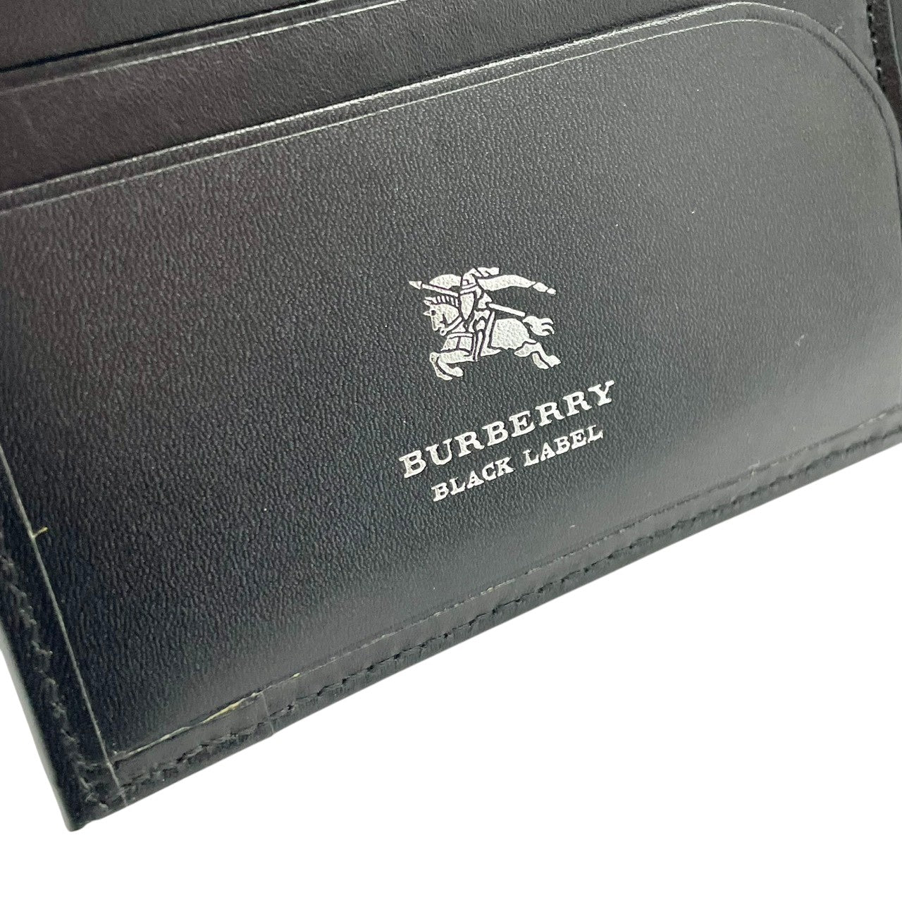 バーバリーブラックレーベル BURBERRY BLACK LABEL 二つ折り財布 コンパクトウォレット キャンバス レザー ブラック 黒 グレー チェック柄 ノバチェック ビンテージ クラシック エレガント 上品 シンプル 小物 財布 ユニセックス m3