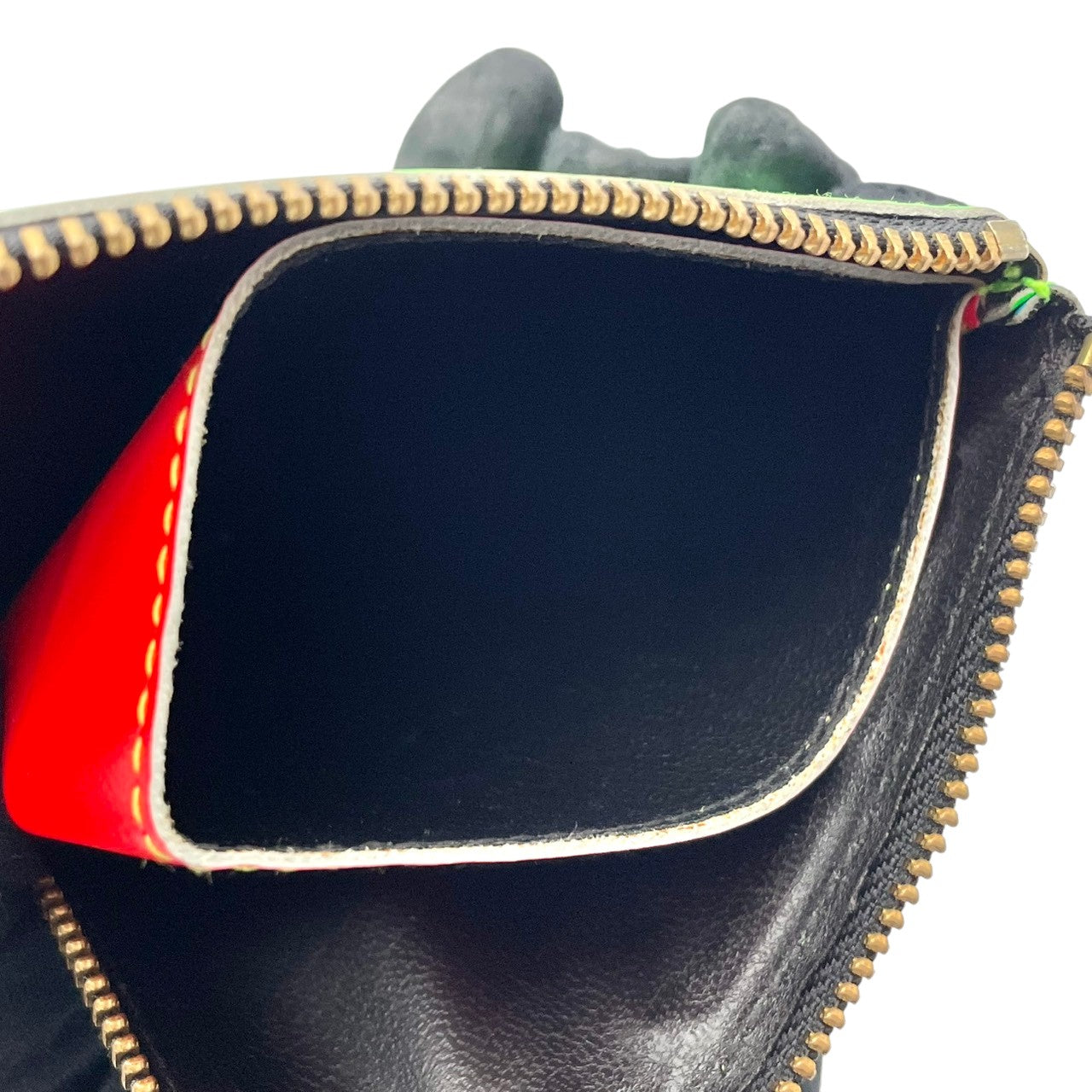 コムデギャルソン COMME des GARCONS 二つ折り財布 コンパクト L字ファスナー レザー 本革 緑 青 バイカラー ビンテージ クラシック エレガント モード シンプル 小物 メンズ レディース ユニセックス 人気 定番 高級感 m3