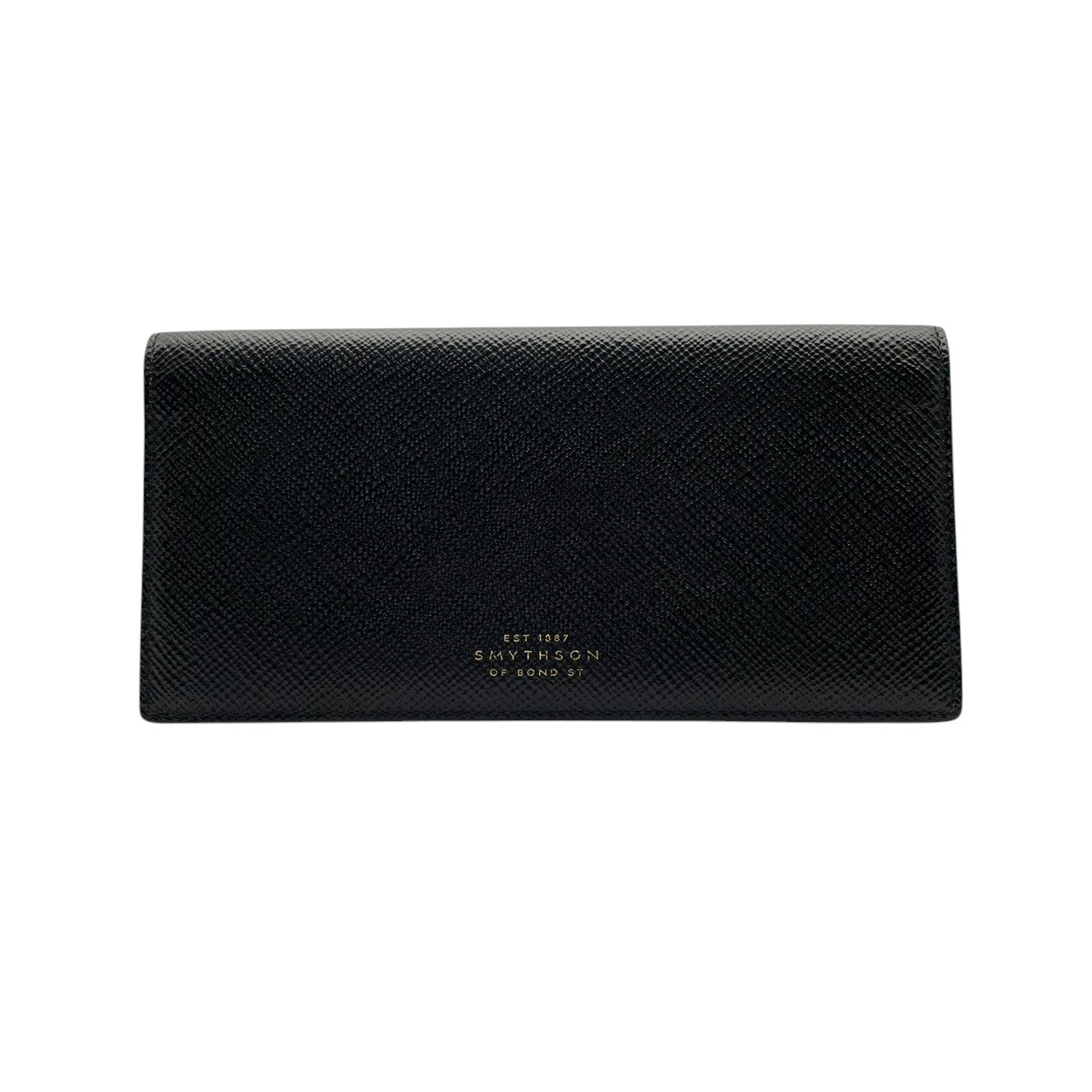 スマイソン SMYTHSON 長財布 ロングウォレット 札入れ パナマ レザー 本革 クロスグレイン ブラック 黒 無地 ビンテージ クラシック エレガント 上品 シンプル 極薄 スリム コンパクト 小物 財布 メンズ レディース ユニセックス 英国 m3