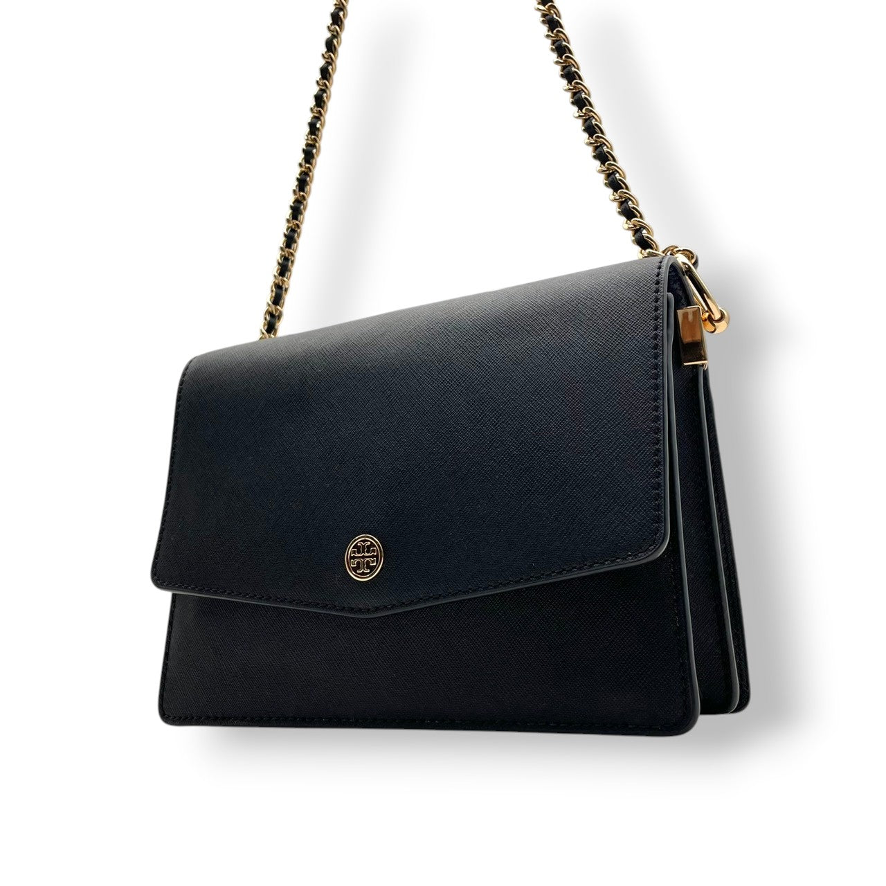 トリーバーチ TORY BURCH ショルダーバッグ チェーンショルダー レザー 本革 ブラック 黒 ゴールド金具 サフィアーノ クロスボディ 斜め掛け可 フラップ エレガント クラシック レディース お出かけ パーティー デイリー ユース S91