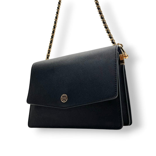 トリーバーチ TORY BURCH ショルダーバッグ チェーンショルダー レザー 本革 ブラック 黒 ゴールド金具 サフィアーノ クロスボディ 斜め掛け可 フラップ エレガント クラシック レディース お出かけ パーティー デイリー ユース S91