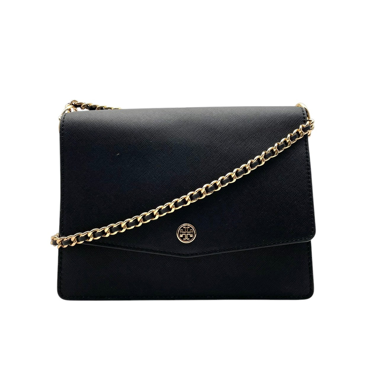 トリーバーチ TORY BURCH ショルダーバッグ チェーンショルダー レザー 本革 ブラック 黒 ゴールド金具 サフィアーノ クロスボディ 斜め掛け可 フラップ エレガント クラシック レディース お出かけ パーティー デイリー ユース S91