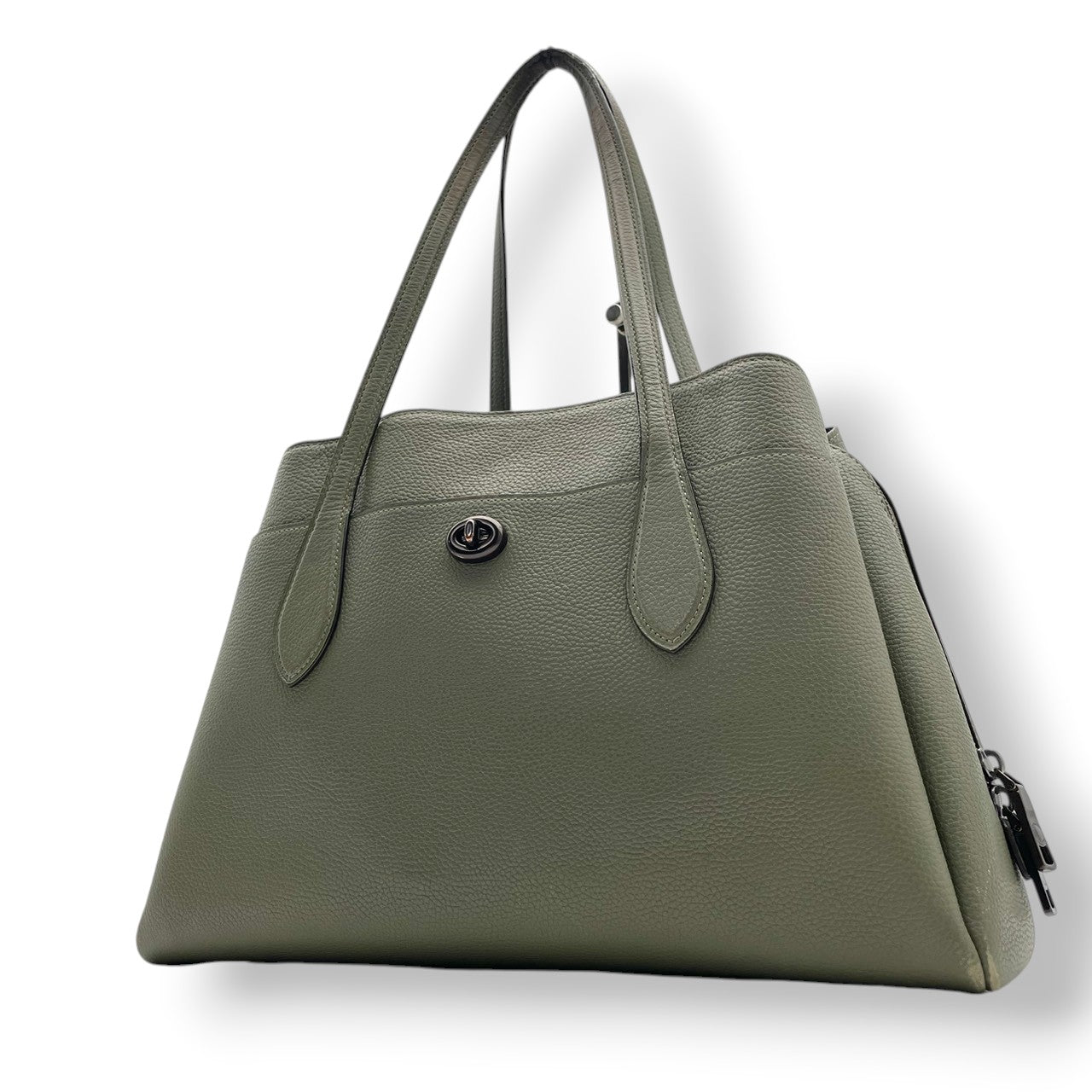 COACH コーチ トートバッグ ショルダーバッグ ワンショルダー 肩掛け レザー 本革 シボ革 グリーン 緑 ターンロック 88340 大容量 A4収納可 エレガント クラシック カジュアル ビジネス 通勤 通学 カバン 鞄 自立可 レディース S80