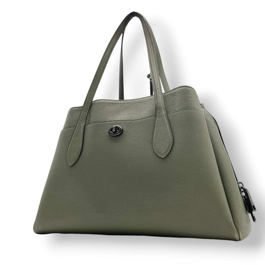 COACH コーチ トートバッグ ショルダーバッグ ワンショルダー 肩掛け レザー 本革 シボ革 グリーン 緑 ターンロック 88340 大容量 A4収納可 エレガント クラシック カジュアル ビジネス 通勤 通学 カバン 鞄 自立可 レディース S80