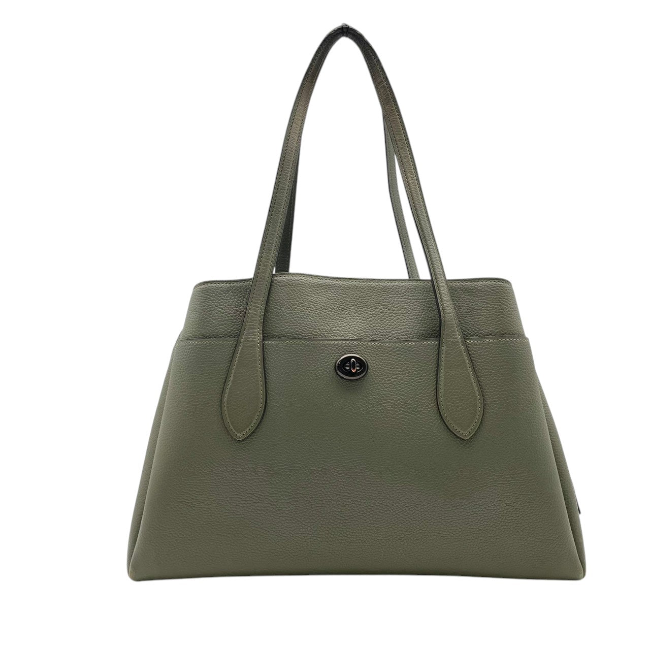 COACH コーチ トートバッグ ショルダーバッグ ワンショルダー 肩掛け レザー 本革 シボ革 グリーン 緑 ターンロック 88340 大容量 A4収納可 エレガント クラシック カジュアル ビジネス 通勤 通学 カバン 鞄 自立可 レディース S80