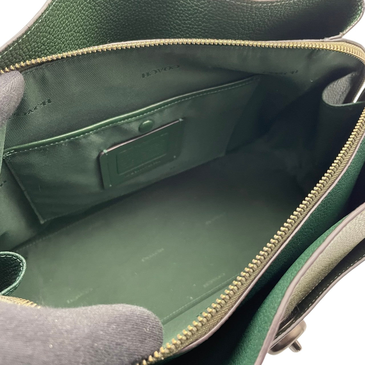 COACH コーチ トートバッグ ショルダーバッグ ワンショルダー 肩掛け レザー 本革 シボ革 グリーン 緑 ターンロック 88340 大容量 A4収納可 エレガント クラシック カジュアル ビジネス 通勤 通学 カバン 鞄 自立可 レディース S80