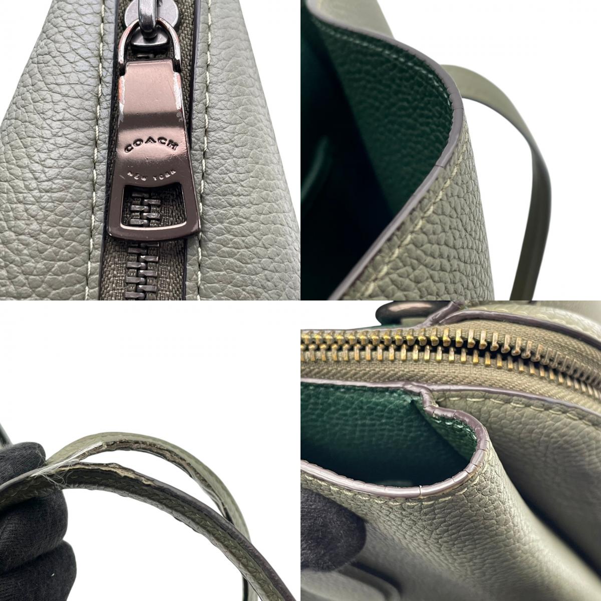 COACH コーチ トートバッグ ショルダーバッグ ワンショルダー 肩掛け レザー 本革 シボ革 グリーン 緑 ターンロック 88340 大容量 A4収納可 エレガント クラシック カジュアル ビジネス 通勤 通学 カバン 鞄 自立可 レディース S80