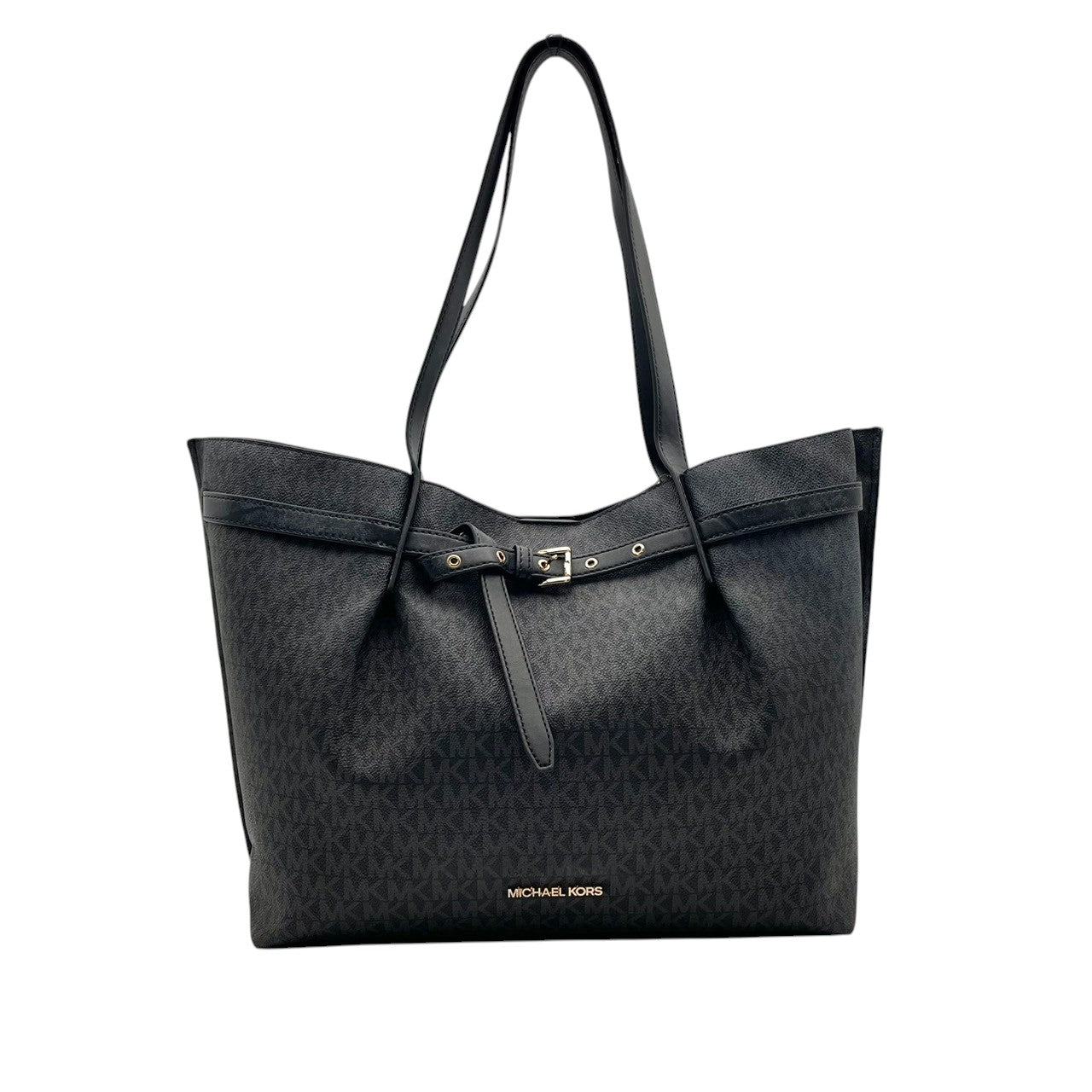 MICHAEL KORS マイケルコース トートバッグ ワンショルダー 肩掛け PVC レザー ブラック 黒 MKロゴ シグネチャー 総柄 エレガント カジュアル 通勤 通学 デイリー カバン 鞄 自立可 大容量 A4収納可 レディース U4