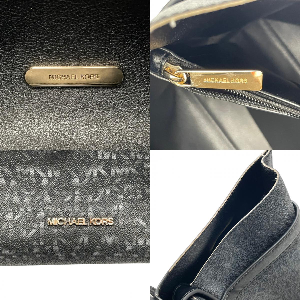 MICHAEL KORS マイケルコース トートバッグ ワンショルダー 肩掛け PVC レザー ブラック 黒 MKロゴ シグネチャー 総柄 エレガント カジュアル 通勤 通学 デイリー カバン 鞄 自立可 大容量 A4収納可 レディース U4