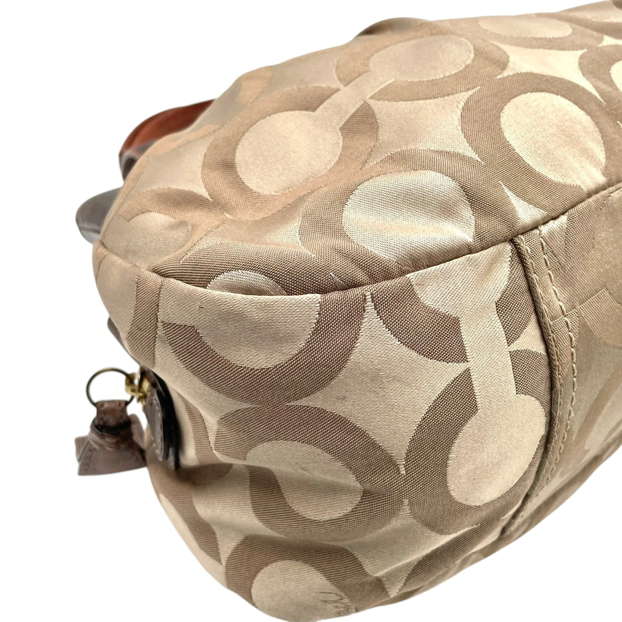 COACH コーチ トートバッグ ショルダーバッグ ワンショルダー 肩掛け キャンバス レザー 本革 ベージュ ブラウン 茶色 シグネチャー 総柄 ファスナー開閉 大容量 A4収納可 デイリーユース マザーズバッグ カバン 鞄 自立可 レディース U4