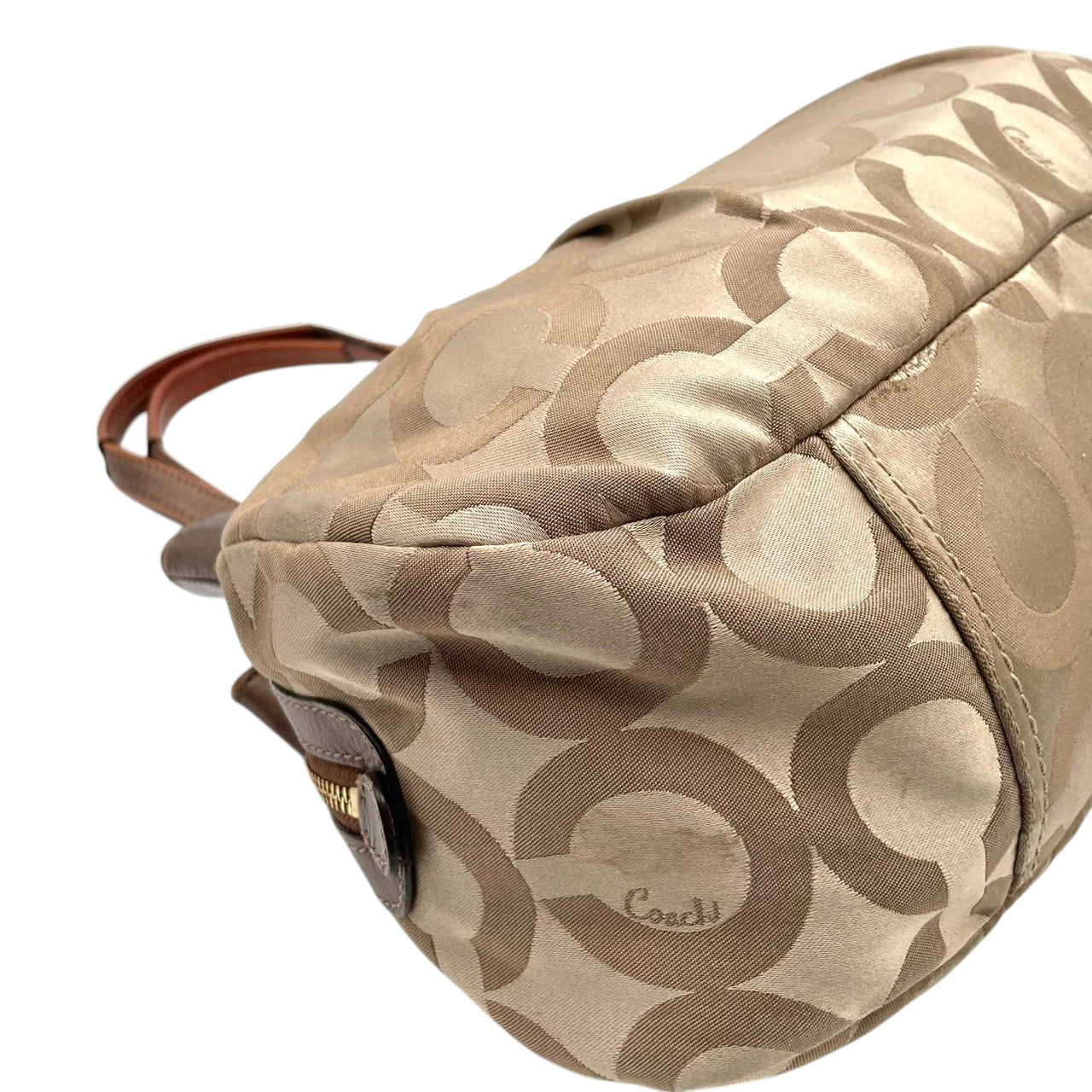 COACH コーチ トートバッグ ショルダーバッグ ワンショルダー 肩掛け キャンバス レザー 本革 ベージュ ブラウン 茶色 シグネチャー 総柄 ファスナー開閉 大容量 A4収納可 デイリーユース マザーズバッグ カバン 鞄 自立可 レディース U4