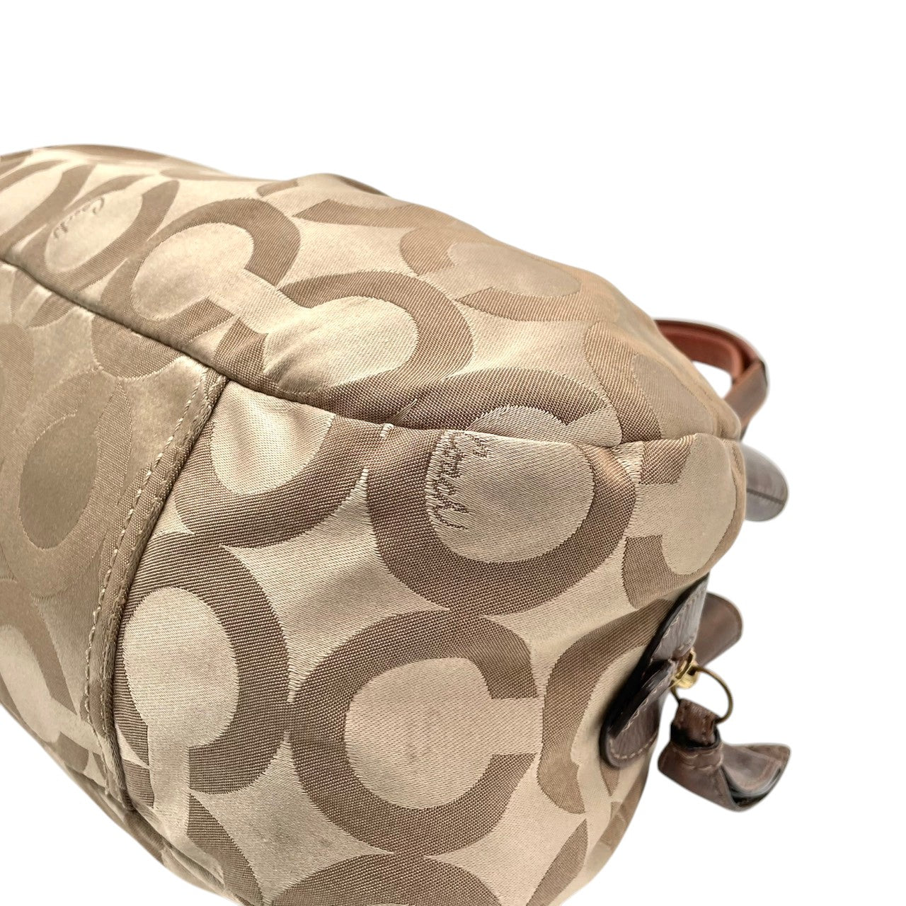 COACH コーチ トートバッグ ショルダーバッグ ワンショルダー 肩掛け キャンバス レザー 本革 ベージュ ブラウン 茶色 シグネチャー 総柄 ファスナー開閉 大容量 A4収納可 デイリーユース マザーズバッグ カバン 鞄 自立可 レディース U4