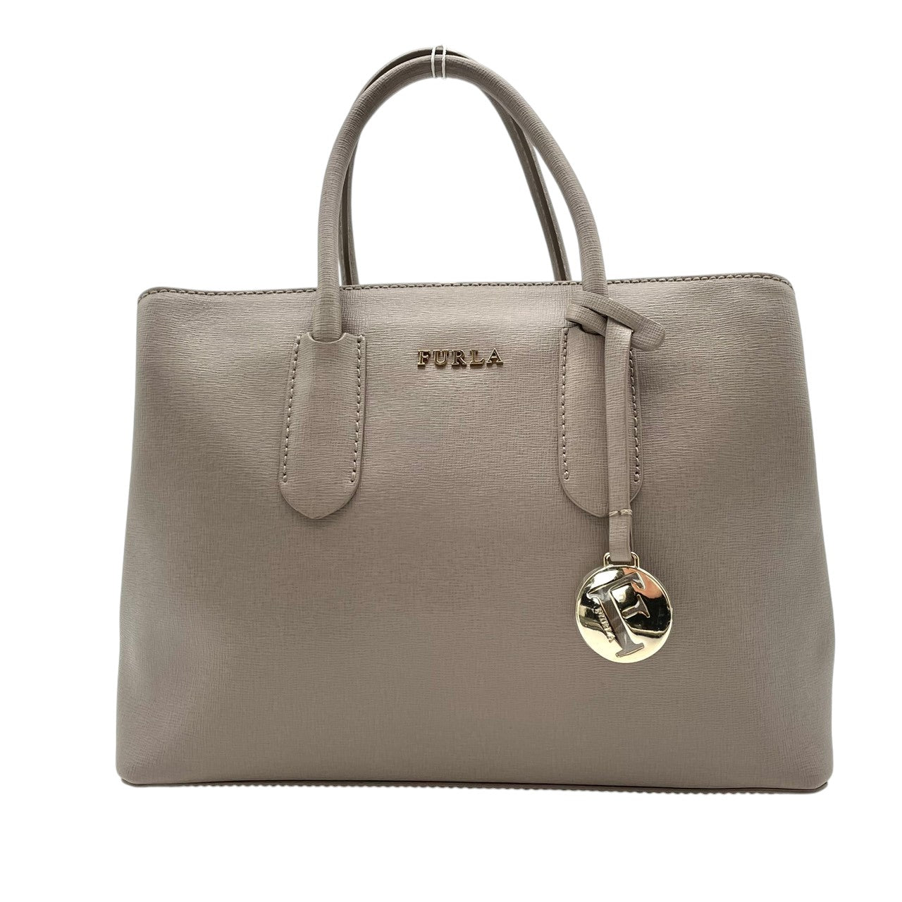 FURLA フルラ ハンドバッグ ショルダーバッグ 2WAY クロスボディ 斜め掛け可 レザー 本革 グレー 灰色 ロゴチャーム ファスナー エレガント クラシック カジュアル 通勤 通学 デイリー フォーマル カバン 鞄 自立可 レディース U4