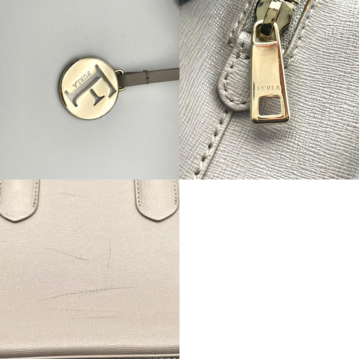 FURLA フルラ ハンドバッグ ショルダーバッグ 2WAY クロスボディ 斜め掛け可 レザー 本革 グレー 灰色 ロゴチャーム ファスナー エレガント クラシック カジュアル 通勤 通学 デイリー フォーマル カバン 鞄 自立可 レディース U4