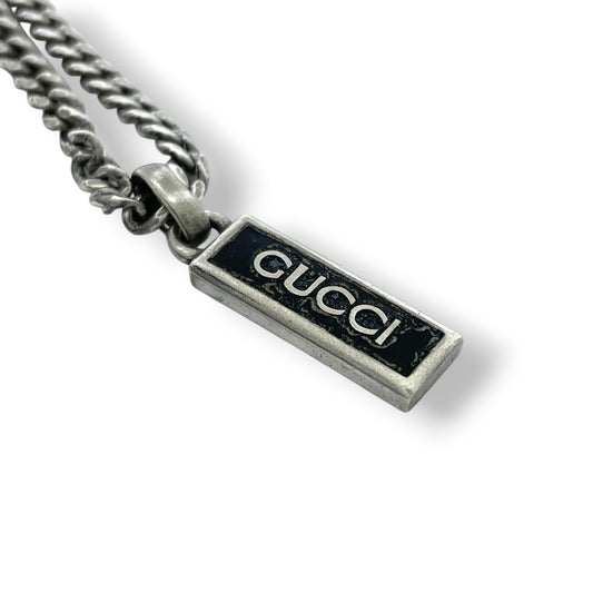 良品 グッチ GUCCI ネックレス ペンダント プレート シルバー 925 喜平 チェーン ロゴ アクセサリー ジュエリー メンズ レディース ユニセックス 男女兼用 カジュアル フォーマル クラシック エレガント ビンテージ スタイリッシュ 小物 i7