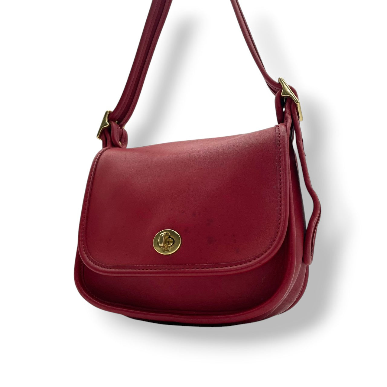 良品 コーチ COACH オールドコーチ ショルダーバッグ クロスボディ レザー 本革 レッド 赤 斜め掛け可 肩掛け ポシェット ターンロック ビンテージ レトロ エレガント 上品 シンプル カジュアル デイリー トラベル 旅行 レディース S96