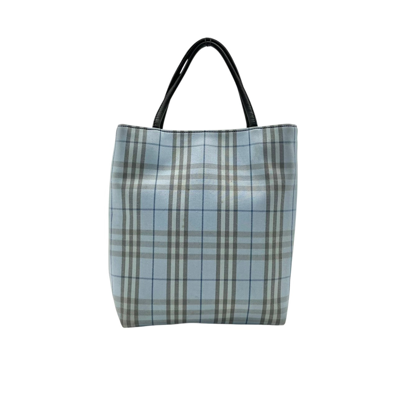 良品 バーバリー BURBERRY トートバッグ ハンドバッグ キャンバス レザー ノバチェック 水色 ライトブルー レディース カジュアル フォーマル クラシック エレガント ビンテージ お出かけ ショッピング 鞄 かばん カバン 婦人 軽量 自立可 S96
