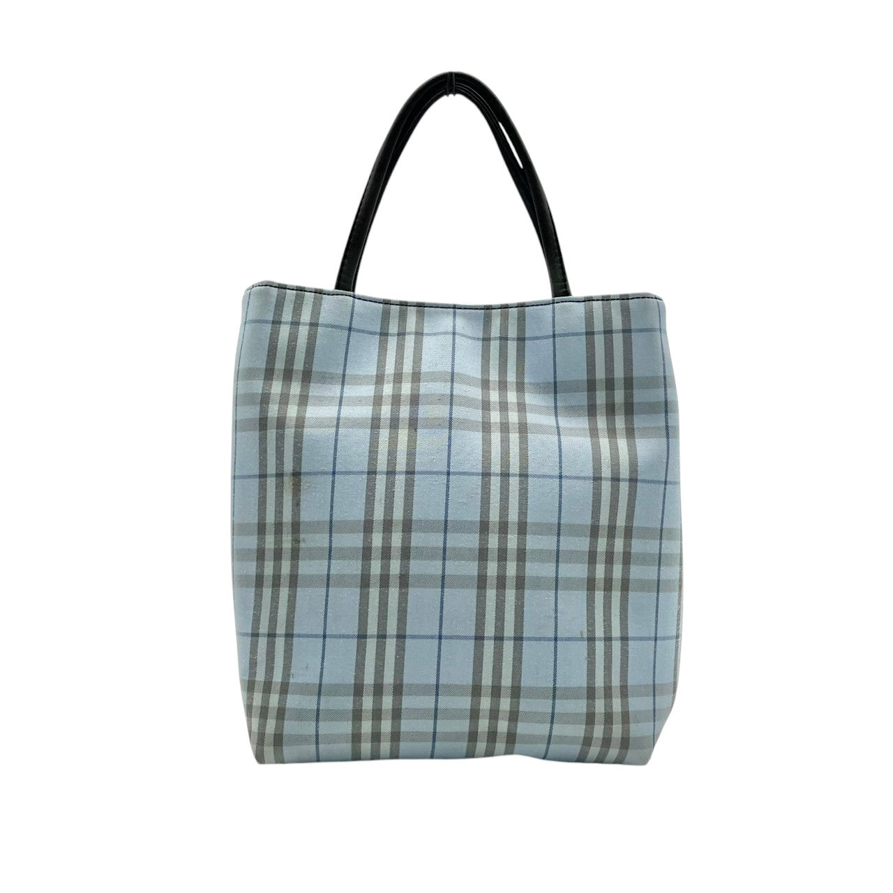 良品 バーバリー BURBERRY トートバッグ ハンドバッグ キャンバス レザー ノバチェック 水色 ライトブルー レディース カジュアル フォーマル クラシック エレガント ビンテージ お出かけ ショッピング 鞄 かばん カバン 婦人 軽量 自立可 S96