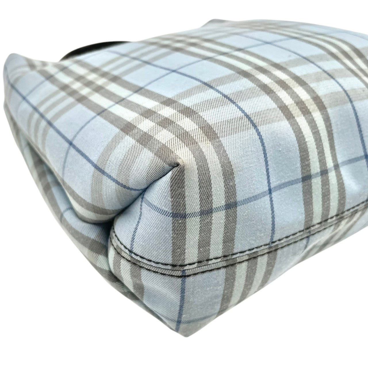 良品 バーバリー BURBERRY トートバッグ ハンドバッグ キャンバス レザー ノバチェック 水色 ライトブルー レディース カジュアル フォーマル クラシック エレガント ビンテージ お出かけ ショッピング 鞄 かばん カバン 婦人 軽量 自立可 S96