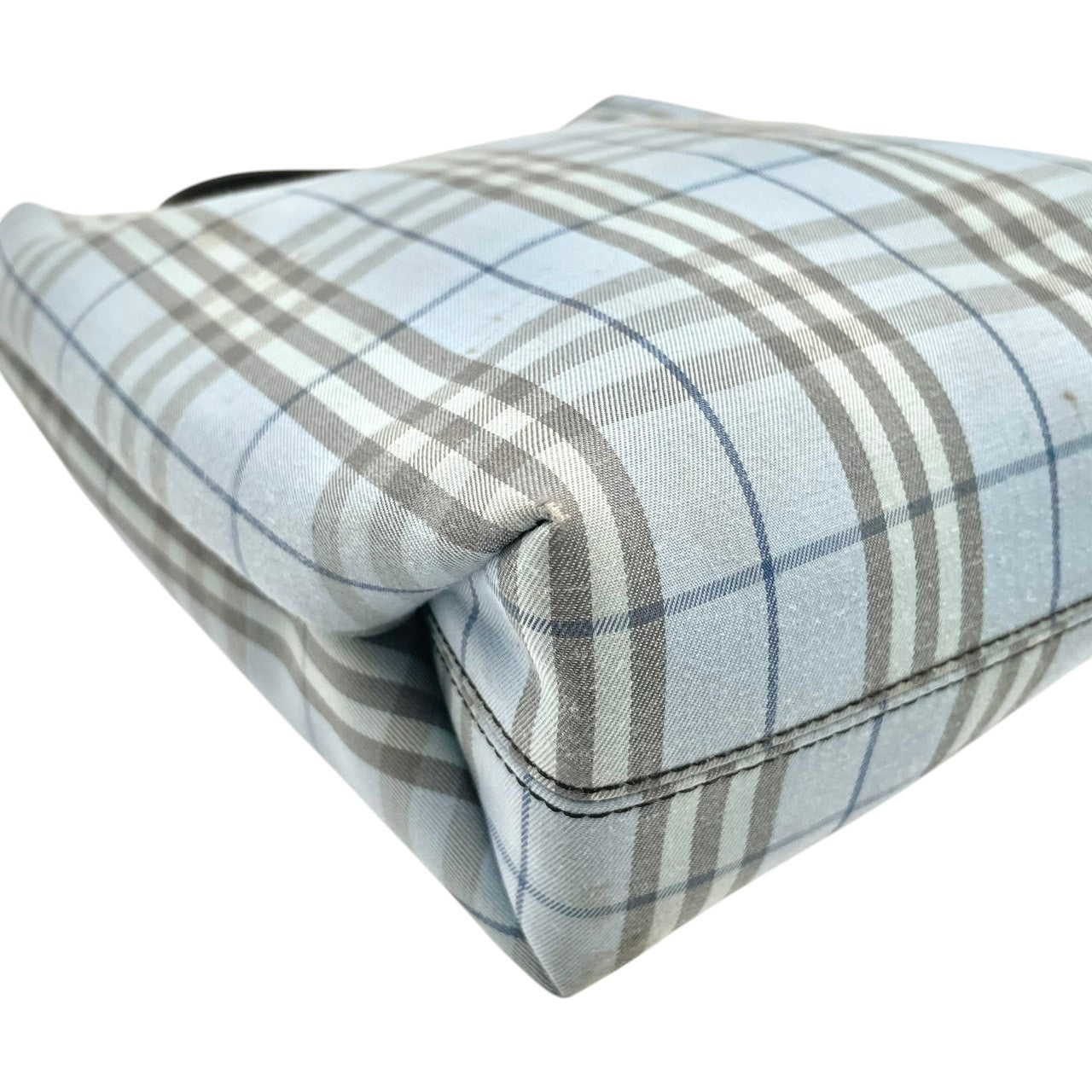 良品 バーバリー BURBERRY トートバッグ ハンドバッグ キャンバス レザー ノバチェック 水色 ライトブルー レディース カジュアル フォーマル クラシック エレガント ビンテージ お出かけ ショッピング 鞄 かばん カバン 婦人 軽量 自立可 S96