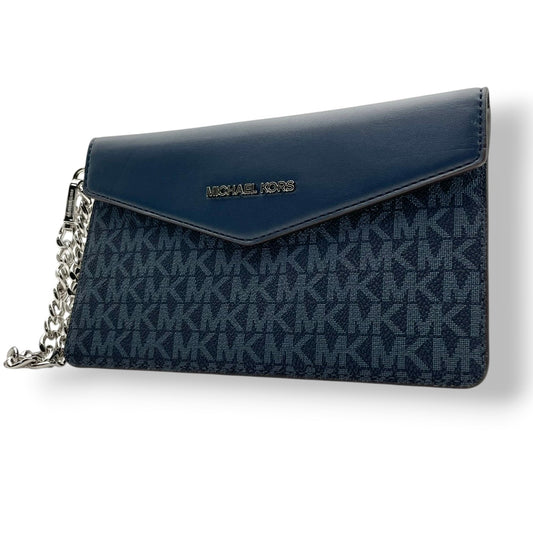 美品 マイケルコース MICHAEL KORS ポーチ 長財布 クラッチバッグ PVC レザー ネイビー 紺 小物入れ レディース カジュアル フォーマル パーティー お出かけ デイリー クラシック レトロ 上品 華やか 軽量 鞄 かばん カバン K12