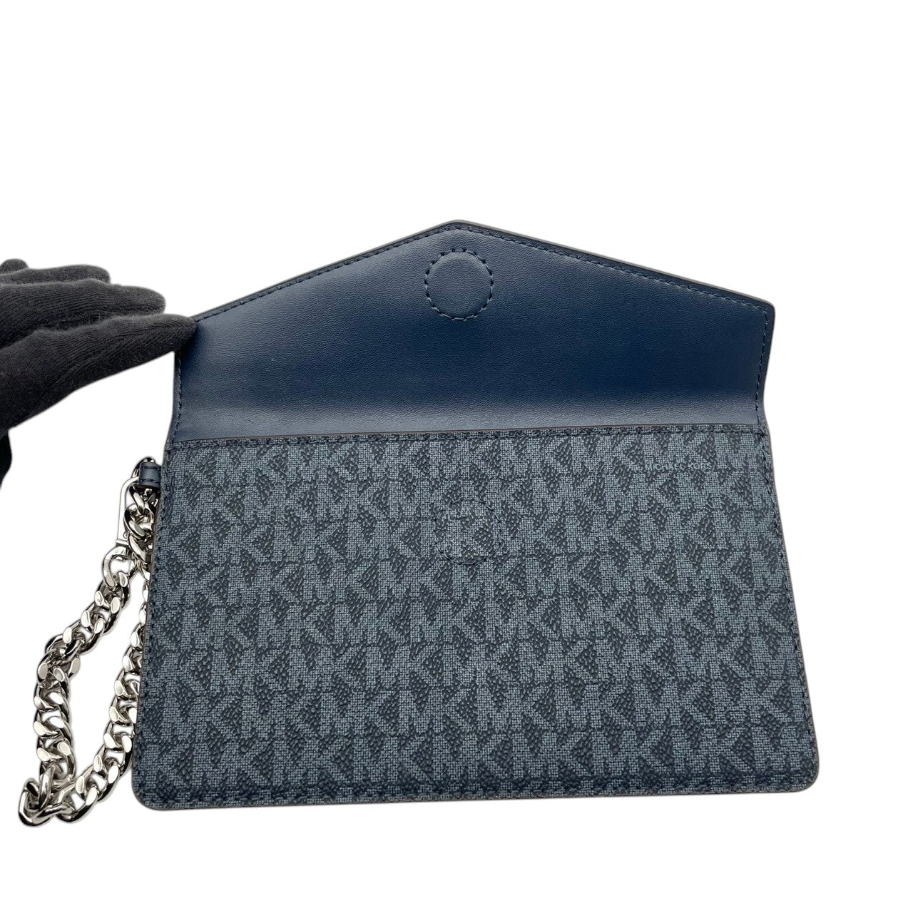 美品 マイケルコース MICHAEL KORS ポーチ 長財布 クラッチバッグ PVC レザー ネイビー 紺 小物入れ レディース カジュアル フォーマル パーティー お出かけ デイリー クラシック レトロ 上品 華やか 軽量 鞄 かばん カバン K12