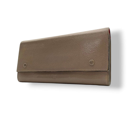 良品 セリーヌ CELINE 長財布 ロングウォレット フラップ レザー 本革 ベージュ ゴールド金具 レディース カジュアル フォーマル エレガント クラシック ビンテージ レトロ デイリー お出かけ 通勤 通学 普段使い 上品 サイフ 婦人 M3