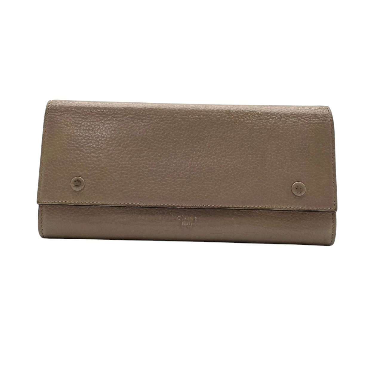 良品 セリーヌ CELINE 長財布 ロングウォレット フラップ レザー 本革 ベージュ ゴールド金具 レディース カジュアル フォーマル エレガント クラシック ビンテージ レトロ デイリー お出かけ 通勤 通学 普段使い 上品 サイフ 婦人 M3