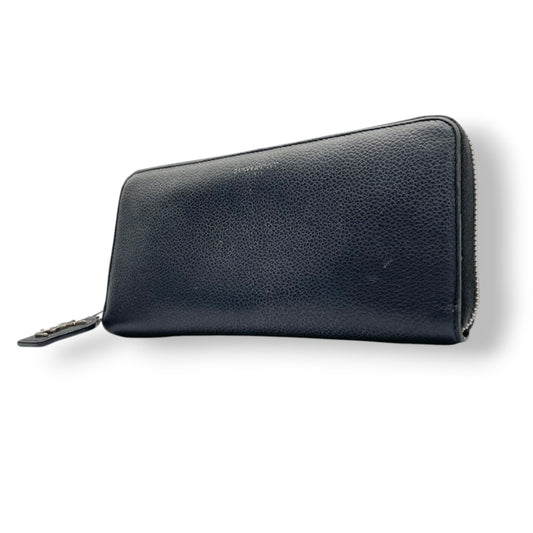 良品 サンローラン SAINT LAURENT 長財布 ロングウォレット ラウンドファスナー レザー ネイビー 紺 YSL ロゴ ユニセックス カジュアル フォーマル クラシック エレガント ビンテージ レトロ 上品 デイリー 通勤 通学 M3