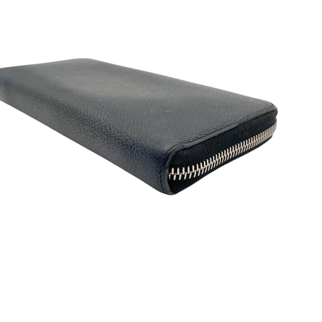 良品 サンローラン SAINT LAURENT 長財布 ロングウォレット ラウンドファスナー レザー ネイビー 紺 YSL ロゴ ユニセックス カジュアル フォーマル クラシック エレガント ビンテージ レトロ 上品 デイリー 通勤 通学 M3