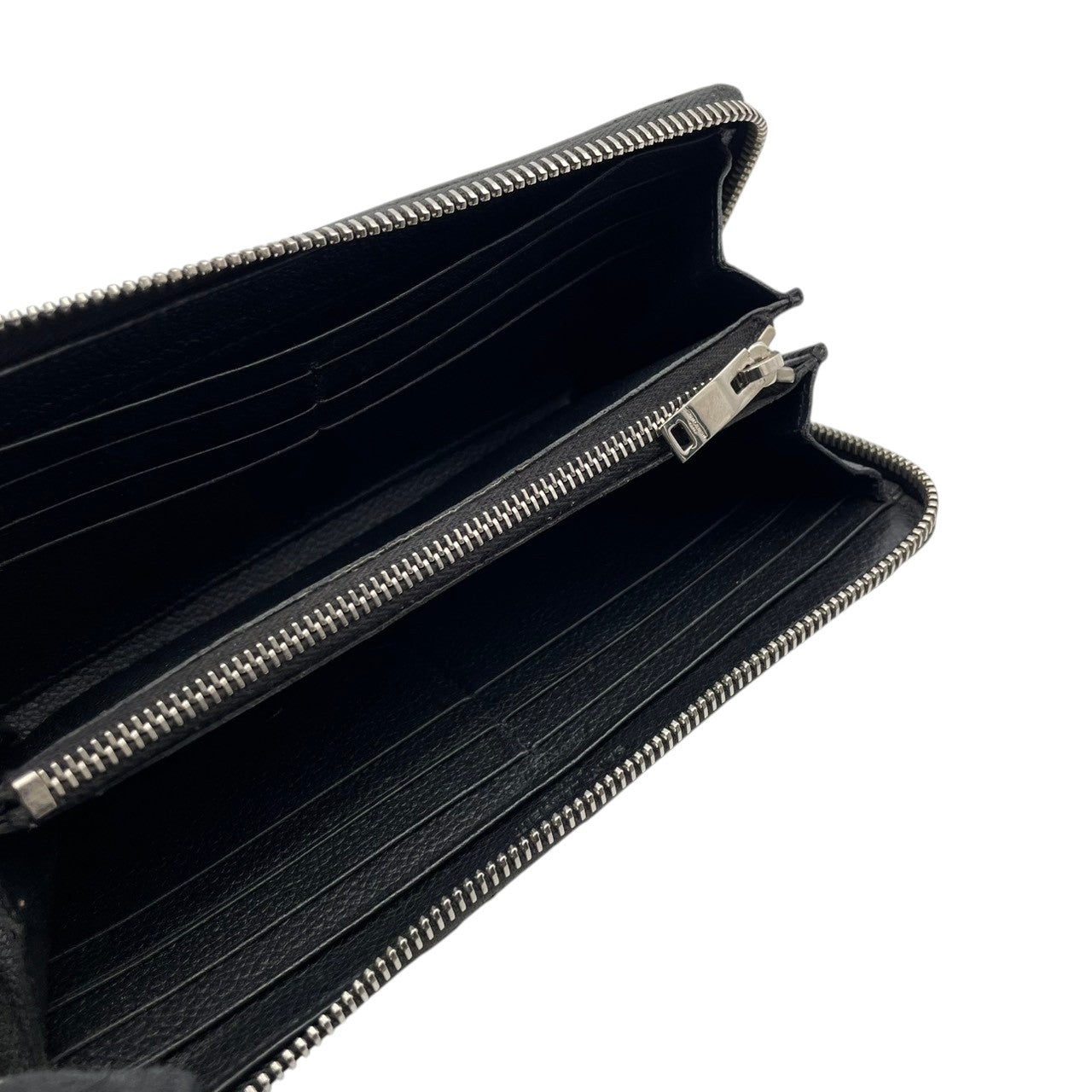 良品 サンローラン SAINT LAURENT 長財布 ロングウォレット ラウンドファスナー レザー ネイビー 紺 YSL ロゴ ユニセックス カジュアル フォーマル クラシック エレガント ビンテージ レトロ 上品 デイリー 通勤 通学 M3